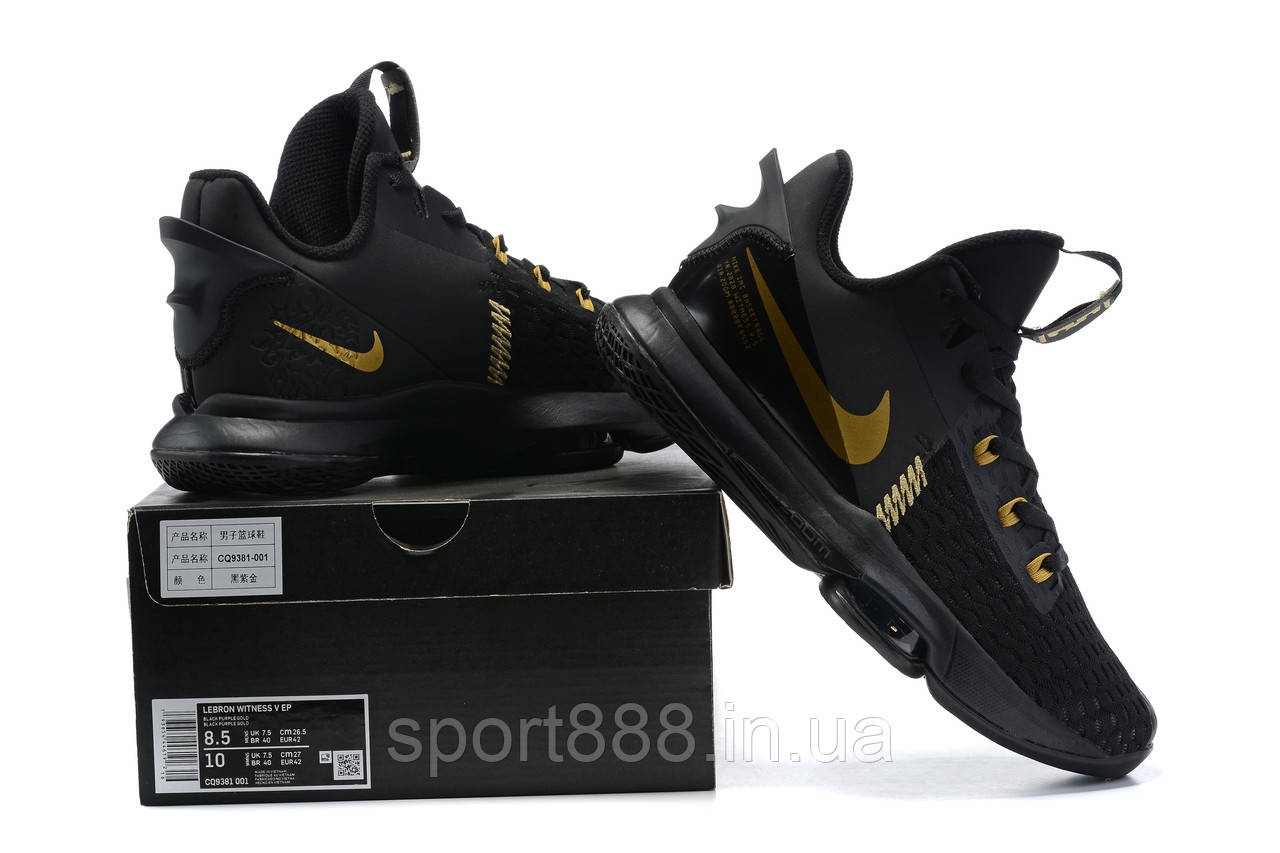 Nike LeBron Witness V Леброн Вітнес 5 чорні чоловічі баскетбольні кросівки