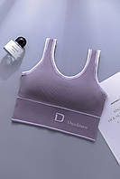 Жіночий безшовний бюстгальтер на гумці. Майка топік. Топ женски. Sports Bra Violet