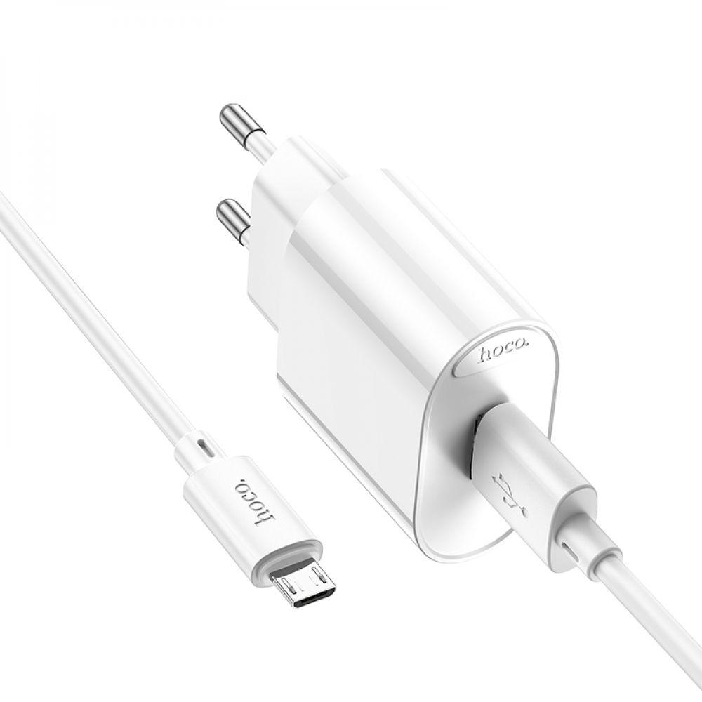 Мережевий зарядний пристрій Hoco C109A Fighter USB QC3.0 18W Micro, White
