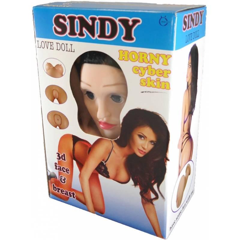 Надувна лялька "SINDY 3D" із вставкою з кібершкіри та вібростимуляцією Кітті, фото 1