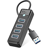 USB-хаб Orico 4-портовый USB 3.0 с кабелем 5 Гбит/с с кабелем Быстрая передача данных 1 м Черный PW4U-U3-10-BK