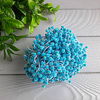 Тичинки цукрові кульки. Колір блакитний. 50 ниток — 100 головок