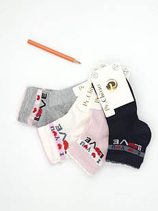 Дитячі стрейчеві шкарпетки Pe.Chitto I LOVE YOU для дівчаток бавовна сітка короткі однотонні 12 пар/пач. мікс 7 років