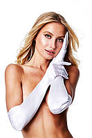 Атласные высокие перчатки BACI SATIN OPERA GLOVE, WHITE O\S Китти