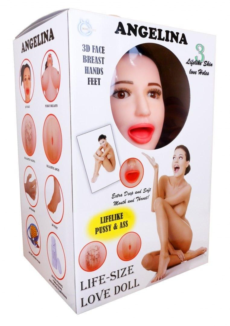 Лялька надувна Boss Series Angelina 3D зі вставкою з кібершкіри та вібро Кітті, фото 1