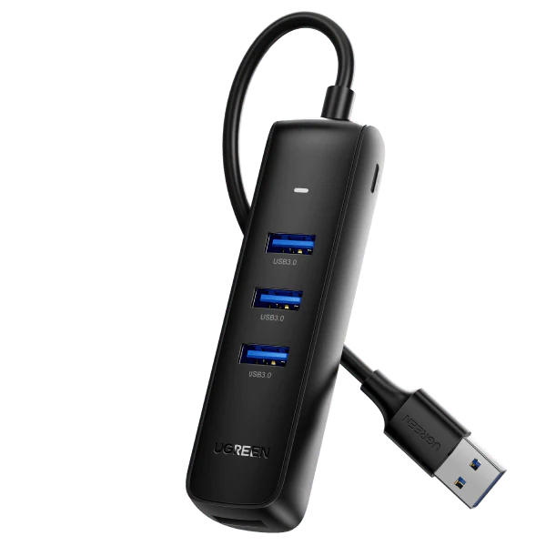 USB-хаб Ugreen USB 3.0 hub 4 порти + Type C 1.5 м Black (CM456)