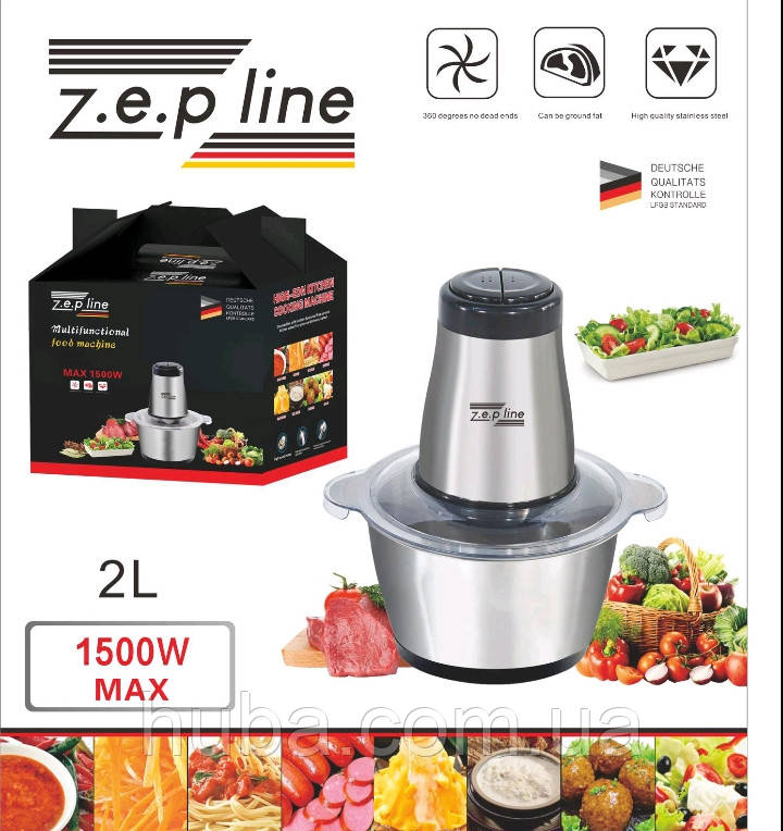 Кухонний блендер Zepline ZP-051 метал,харчовий екстрактор подрібнювач з подвійними лезами 1500 Вт.