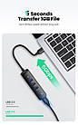 USB-хаб Ugreen USB 3.0 hub 4 порти + Type C 1.5 м Black (CM456), фото 6