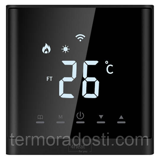 Wi-Fi терморегулятор до теплої підлоги 4HEAT AE-668 | Чорний