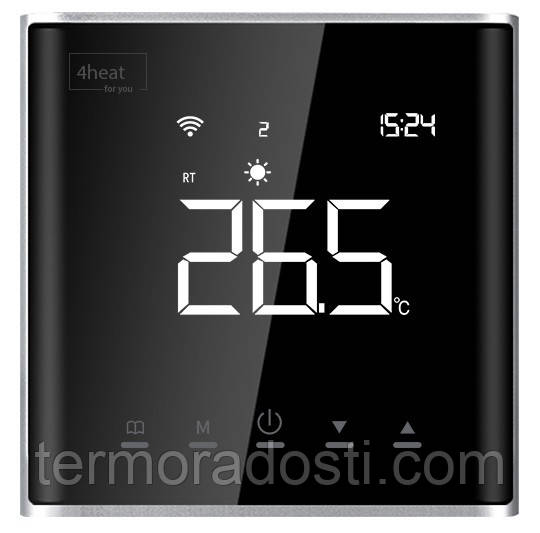 Сенсорний терморегулятор до теплої підлоги 4HEAT AE-669 | Срібло