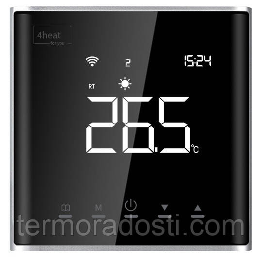 Сенсорний Wi-Fi терморегулятор до підлоги 4HEAT AE-669 | Срібло