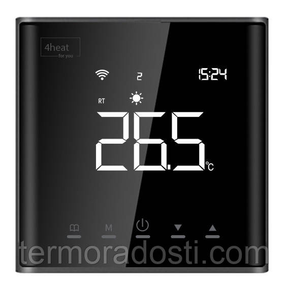 Сенсорний терморегулятор до теплої підлоги 4HEAT AE-669 | Чорний