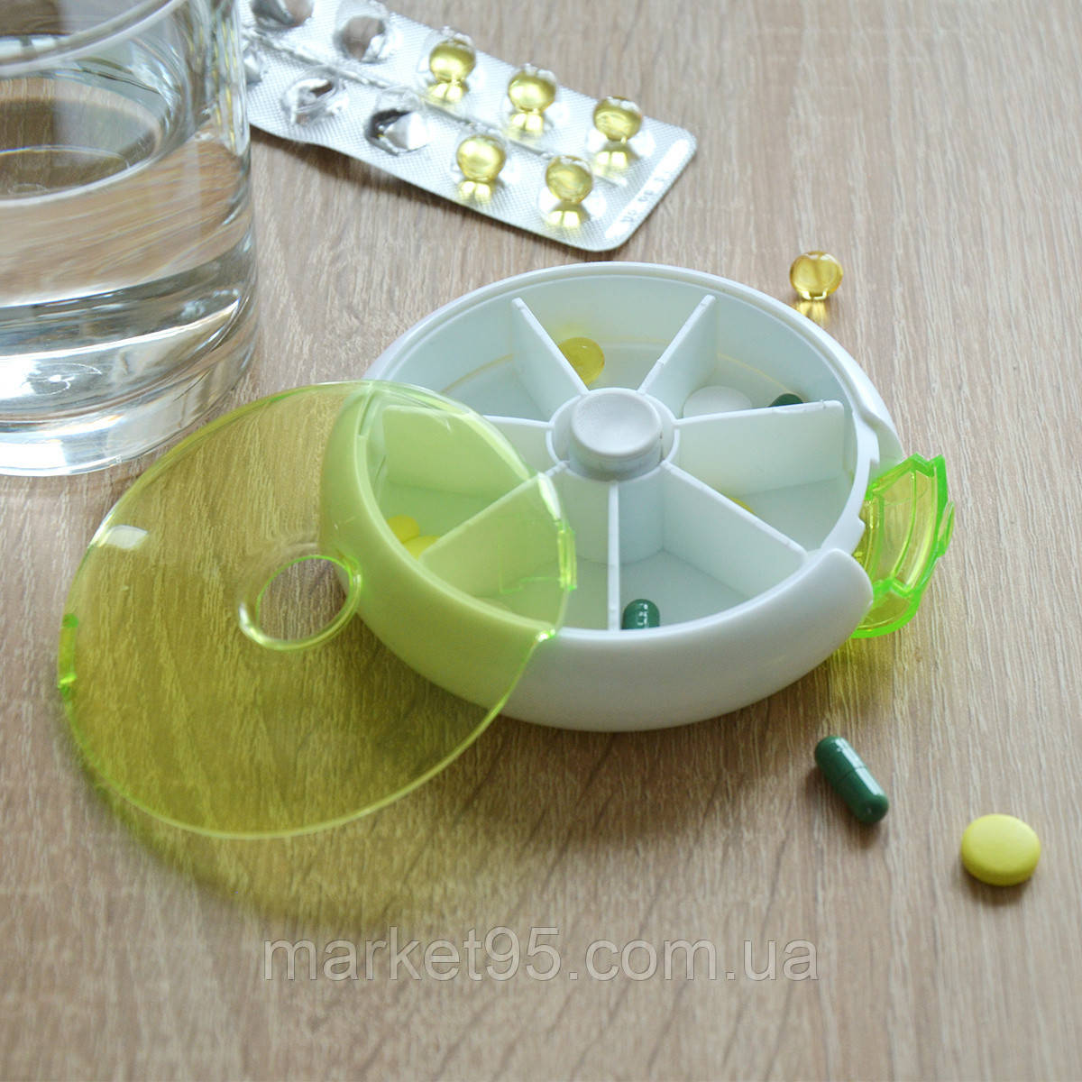 Таблетниця Органайзер для таблеток MVM 7 днів PC-05 GREEN пластиковий зелений