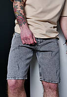 Шорты джинсовые серые мужские однотонные, потертые мужские свободные шорты Турция