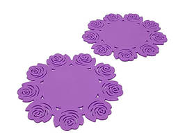 Підставка-килимок силіконова під гаряче Серветка підкладка кругла під гарячу чашку набір 2 штуки D 15 cm