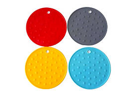 Підставка-килимок силіконова під гаряче Серветка підкладка кругла під гарячу чашку набір 4 штуки D 15 cm