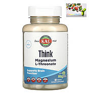Магний Треонат, KAL, магний L-треонат для улучшения работы мозга, 2000 мг, 60 таблеток