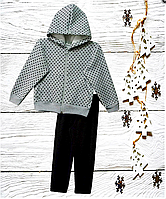 Костюм трикотажный на меху для девочки черный. горох,размер92-116 98