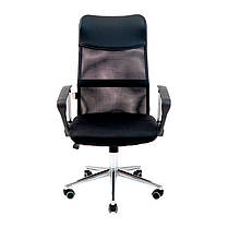 Крісло офісне Ультра хром підлокітники пластик механізм Tilt спинка Сітка Чорна (Richman ТМ), фото 2