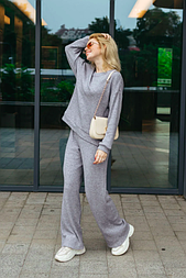 Спортивний жіночий костюм, прямий, турецька ангора, сірого кольору