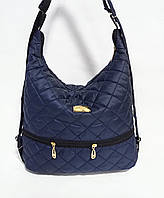 Жіноча стьобана сумка-рюкзак 30*40см синя (200-345)