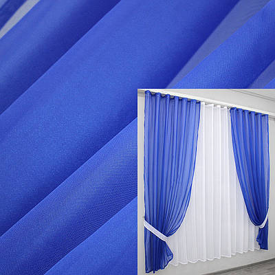 Комплект (4х2,4м. + 2шт. 1,5x2,4м.) "Компаньйон" із шифону. Колір синій з білим. Код 022дк 10-606