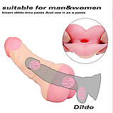 Чоловічий мастурбатор 21 см, Реалістична полиця 3 в 1, Фаллоїмітатор насадка на пінист телесна, Інтимні іграшки, фото 2