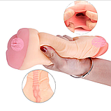 Чоловічий мастурбатор 21 см, Реалістична полиця 3 в 1, Фаллоїмітатор насадка на пінист телесна, Інтимні іграшки, фото 5