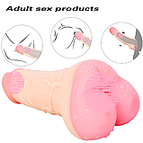 Чоловічий мастурбатор 21 см, Реалістична полиця 3 в 1, Фаллоїмітатор насадка на пінист телесна, Інтимні іграшки, фото 7