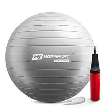 Фітбол надувний еластичний Hop-Sport 65 cm silver для йоги та фітнесу + насос