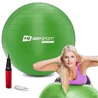 Фітбол надувний м'яч для фітнесу Hop-Sport діаметр 65 см,зеленого кольору, насос у комплекті.