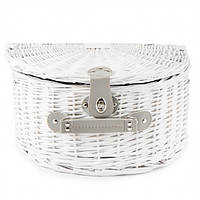 Кошик для пікніка білий із набором посуду на 2 персони + сумка холодильник