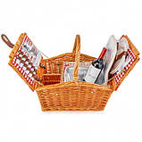 Кошик для пікніка з лози на дві персони коричневий, фото 2