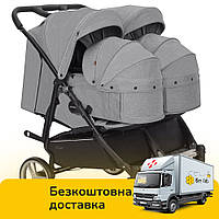 Детская универсальная коляска для двойни CARRELLO Connect CRL-5502/1 Серый | Коляска для двойни