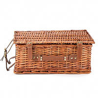 Кошик для пікніка з лози з набором посуду на 4 персони, з холодильником