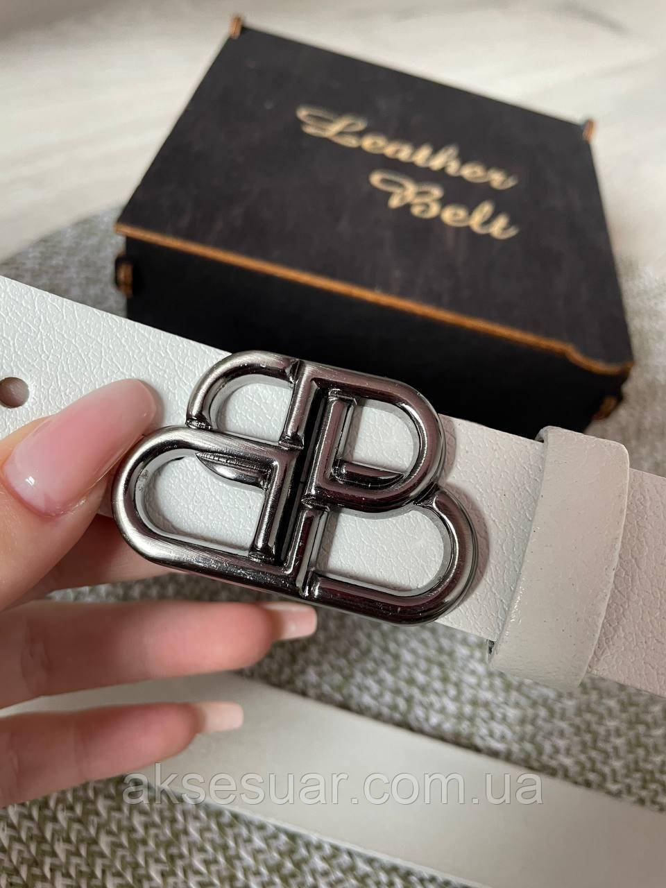 Ремінь жіночий із натуральної білої шкіри ширина 3 см., фото 1