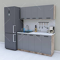 Готовая маленькая кухня 1.6 м, модульный кухонный гарнитур 160 см Opendoors Антрацит-Аликанте