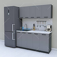 Готовая маленькая кухня 1.6 м, модульный кухонный гарнитур 160 см Opendoors Антрацит-Графит