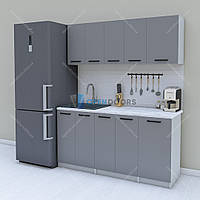 Готовая маленькая кухня 1.6 м, модульный кухонный гарнитур 160 см Opendoors Антрацит-Светлый серый