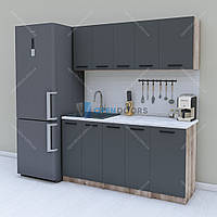 Готовая маленькая кухня 1.6 м, модульный кухонный гарнитур 160 см Opendoors Графит-Аликанте