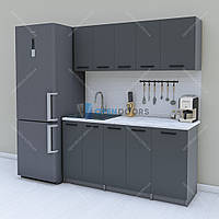 Готовая маленькая кухня 1.6 м, модульный кухонный гарнитур 160 см Opendoors Графит-Антрацит