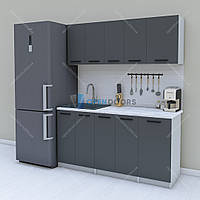 Готовая маленькая кухня 1.6 м, модульный кухонный гарнитур 160 см Opendoors Графит-Светлый серый