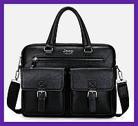 Качественный мужской деловой портфель для документов Jeep формат А4, сумка офисная для работы мужская