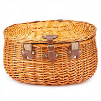 Кошик для пікніка коричневий з набором посуду на 2 персони + сумка холодильник