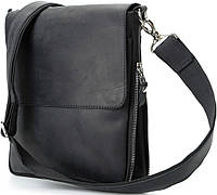 Сумка SHVIGEL 11017 из винтажной кожи Черная стильная сумка для мужчин