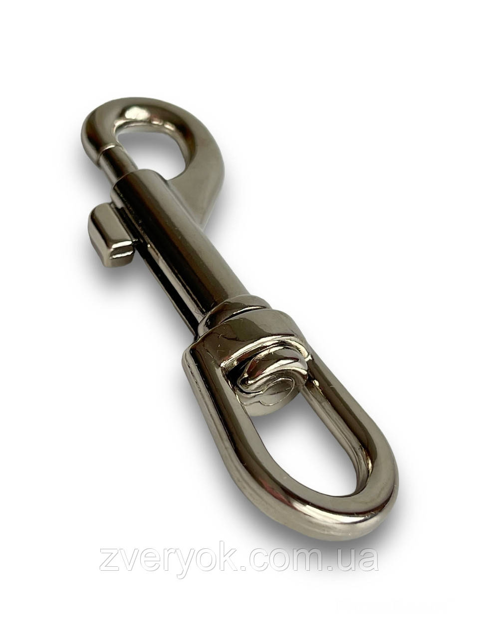 Карабін для повідця собаки нікелевий №18, довжина 85 мм