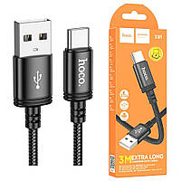 Кабель для зарядки і синхронізації Hoco X91 USB - Type C | 3A | 3 м | чорний