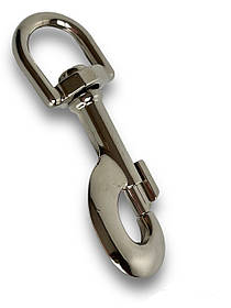 Карабін для повідця собаки поворотний нікелевий №17, довжина 90 мм