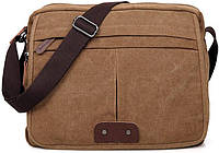 Сумка мужская Vintage 14445 текстильная Коричневая практичная сумка для ноутбука и документов