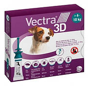 Вектра 3D Vectra 3D Ceva краплі від бліх, кліщів, комарів для собак вагою від 4 до 10 кг, 3 піпетки